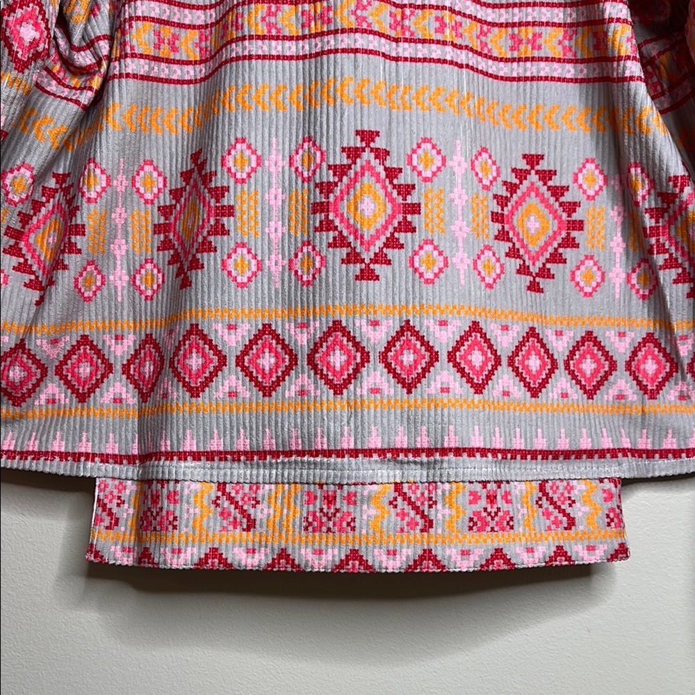 Savanna Jane Grey Pink Orange Multicolor Southwest Patterned Jacket Size 1X NWT - Picture 9 of 13